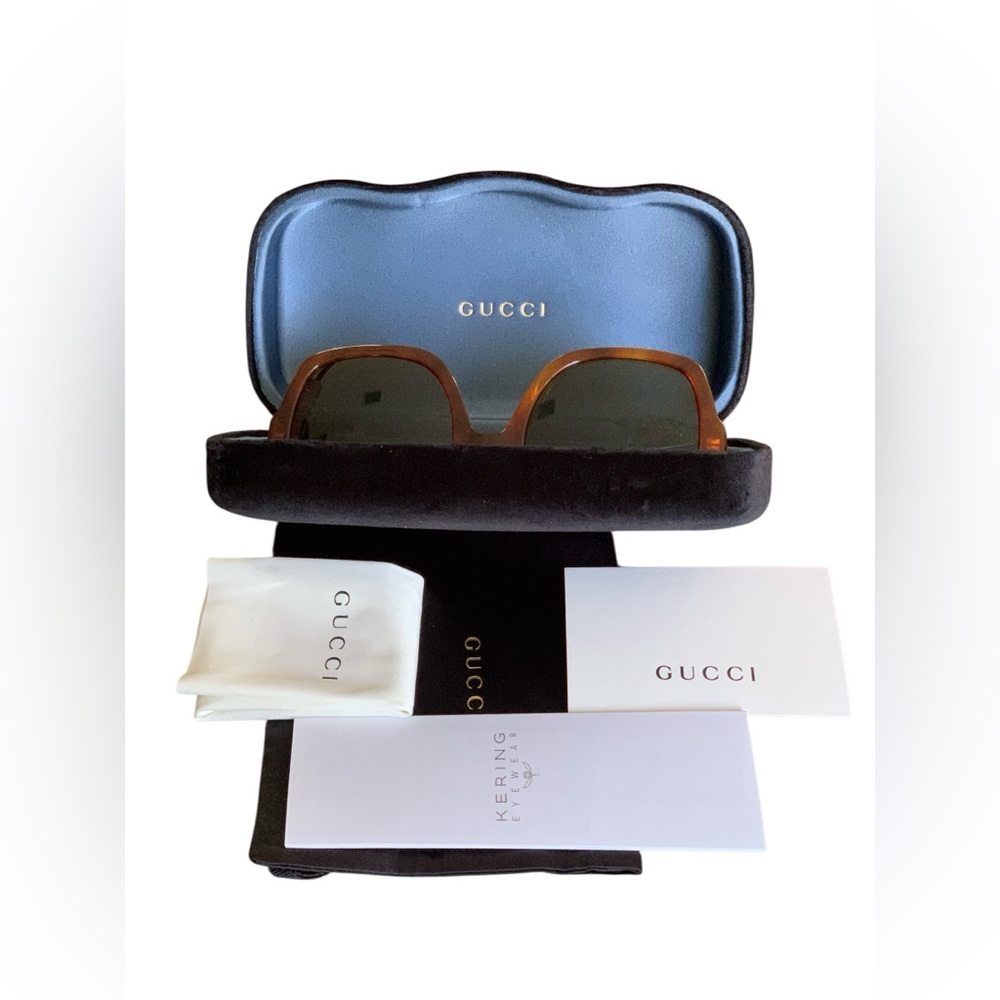 Gucci Brand New 54MM GG0036SN Cat3 Square Havana Green Sunglasses - Picture 9 of 17